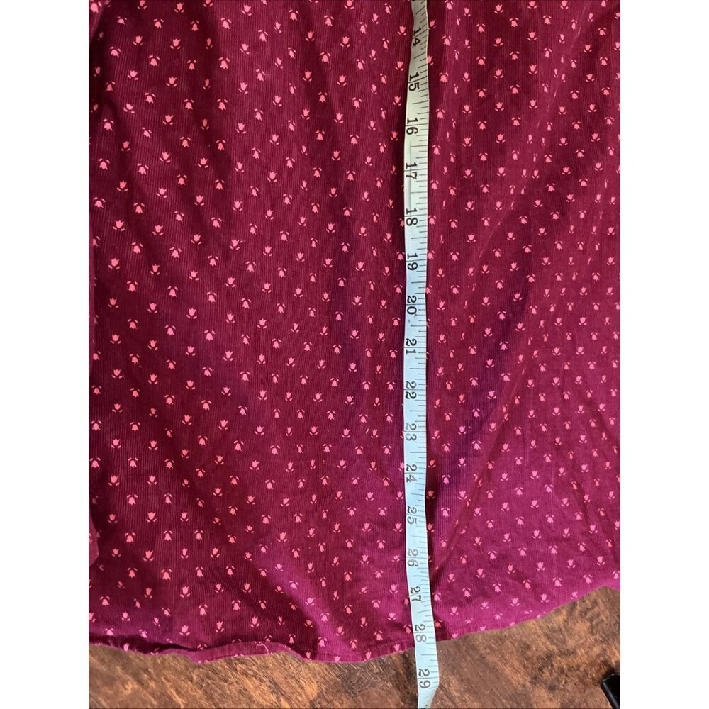 Talbots‎ Button Down Women 2X Burgundy Corduroy Floral Band Collar Long Sleeve - Picture 5 of 7